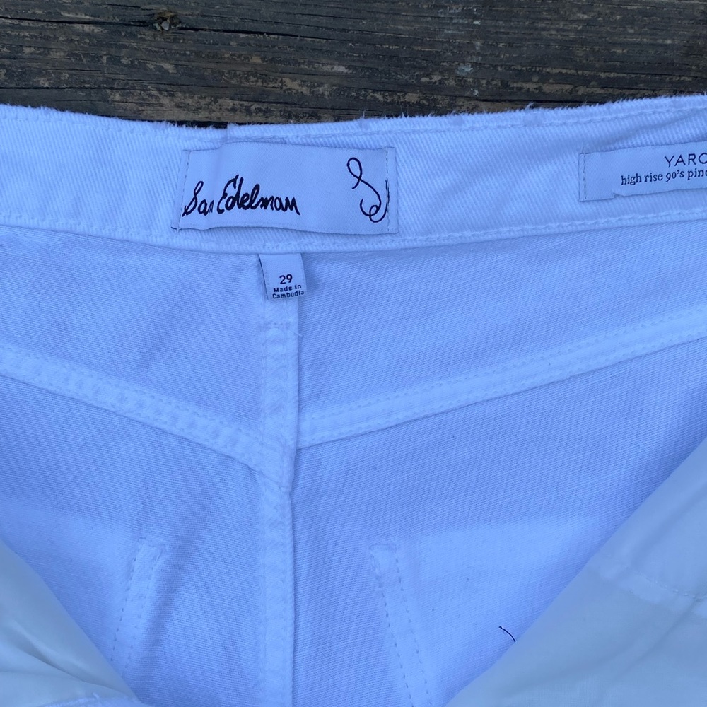 Sam Edelman Yaro jeans white distressed high rise pinched waist size 29 NWT - Picture 4 of 8